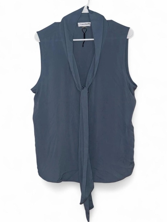 Calvin Klein Tops - Calvin Klein Slate Blue Sleeveless Tie-Neck Blouse